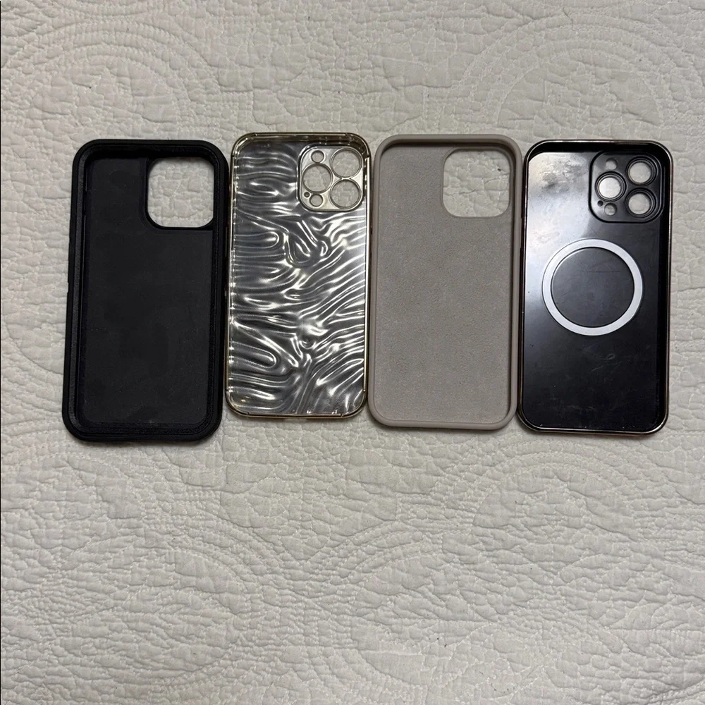 iPhone 13 Pro Max Stylish Phone Case Set - Black, Gold, Tan, Black